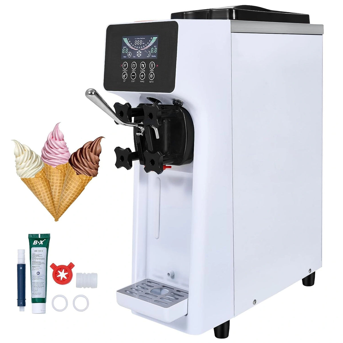 Maszyna do lodów VEVOR – program samoczyszczenia, moc 900 W, pojemność 10 l, do codziennego zastosowania