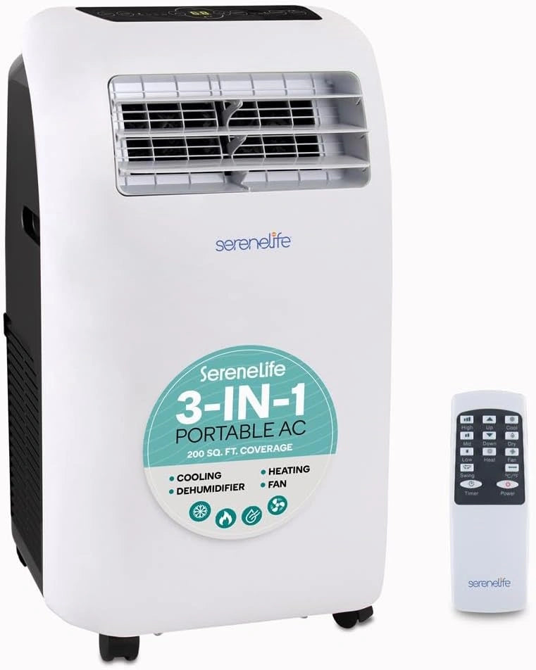 Klimatyzator SereneLife – programator czasowy, konstrukcja 3 w 1, wydajność 7000 BTU, do pomieszczeń domowych