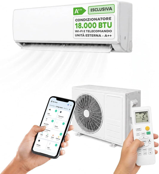 Klimatyzator Wintem – łączność Wi-Fi, oświetlenie LED, pompa ciepła, wydajność 18000 BTU, do pomieszczeń domowych