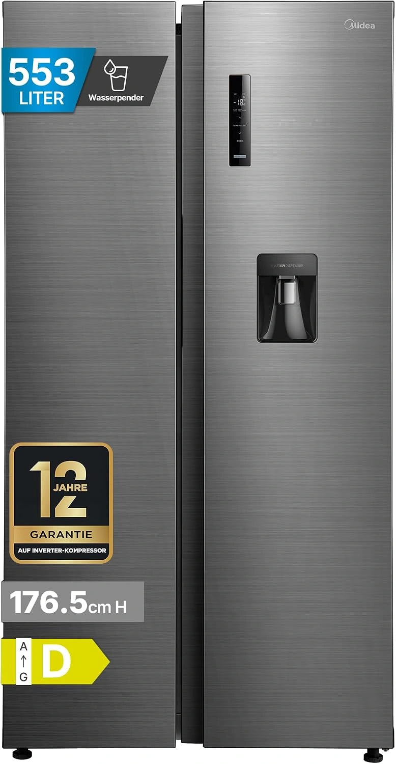 Lodówka Midea MDRS710FGD46W – system bezszronowy, kolor szary, pojemność 553 l, do kuchni